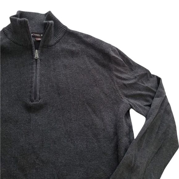 Michael Kors Cotton 1/4 Zip Waffle Sweater - Picture 2 of 6